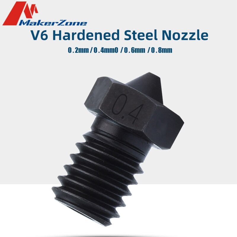 V6 Nozzle Hardened Steel Top Quality Compatible with E3d V6 Nozzle For 1.75mm 0.4/0.6/0.8MM Carbon Fiber PEI PEEK Phaetus Drago