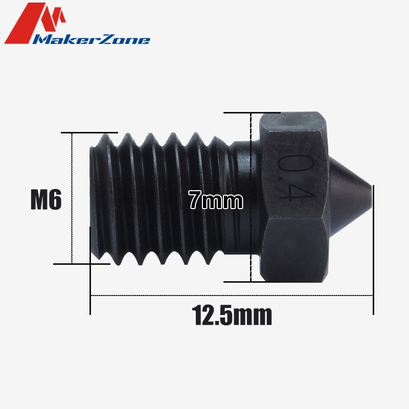 V6 Nozzle Hardened Steel Top Quality Compatible with E3d V6 Nozzle For 1.75mm 0.4/0.6/0.8MM Carbon Fiber PEI PEEK Phaetus Drago