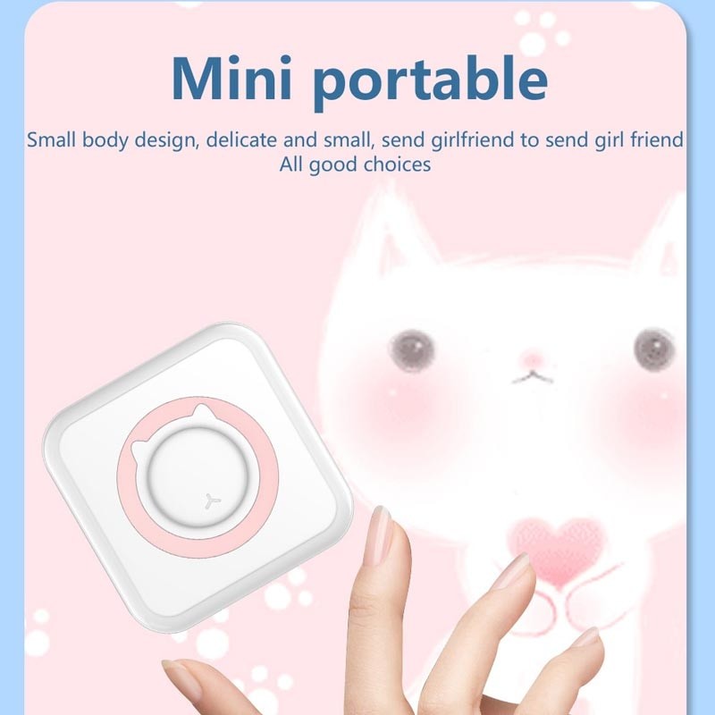 Mini Portable Thermal Printer Paper Photo Pocket Thermal Printer Printing Wireless BT Connect Printers 200dpi Photo Lable