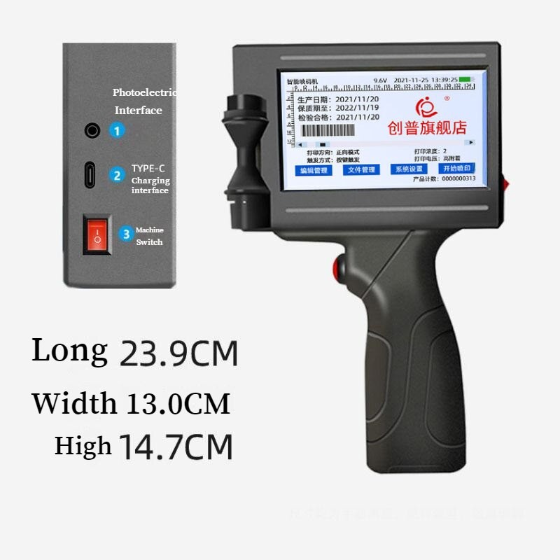 Smart Handheld Inkjet Printer Small Automatic Coding Machine Assembly Line Label Packaging Bag Qr Code Barcode Logo Printer