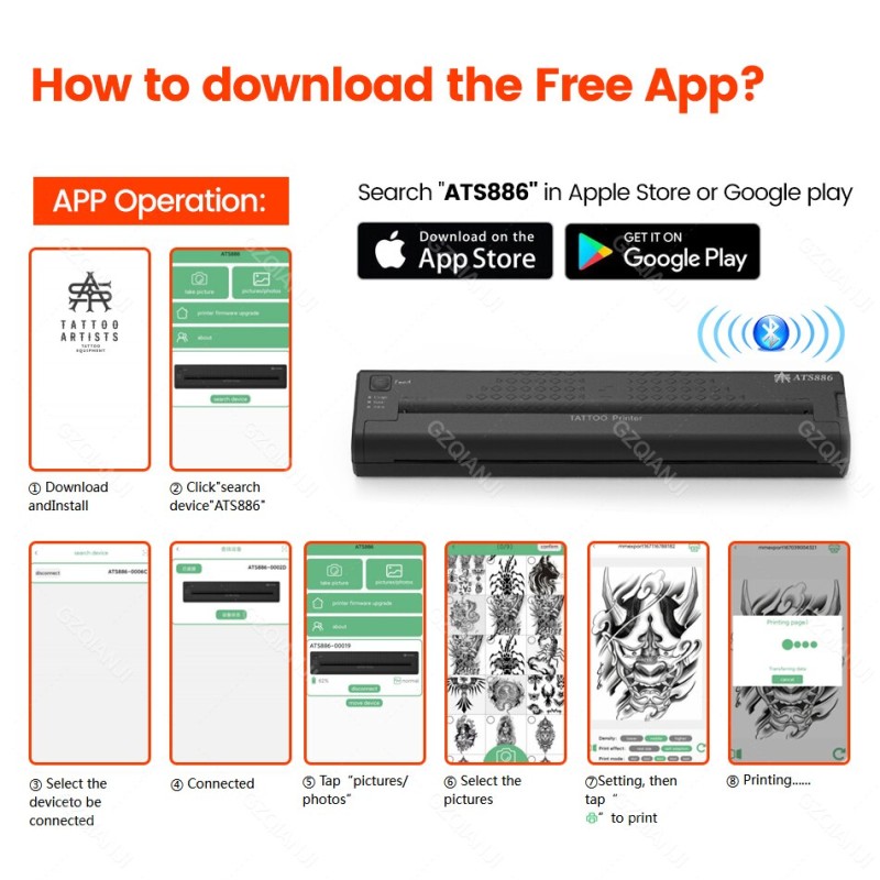 Tattoo Stencil Transfer Printer Machine 50 Sheets Tattoo Transfer Paper Thermal Stencil Maker Line Drawing Printing Copier