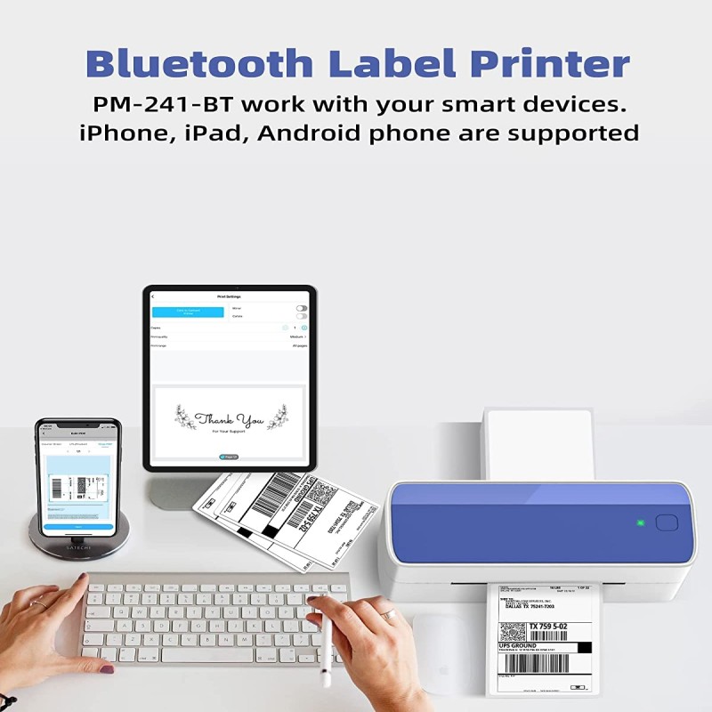 Phomemo Wireless Thermal Label Printer Bluetooth Shipping Label Printer Small Postage Sticker Printer for Barcode Address Home