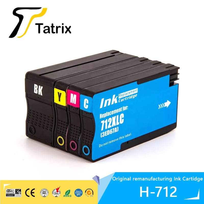 Tatrix HP 712 3ED68A HP712 Color Inkjet Ink Cartridge for HP712 for HP Designjet T650 T250 T210 T230 Printer. 37D71A