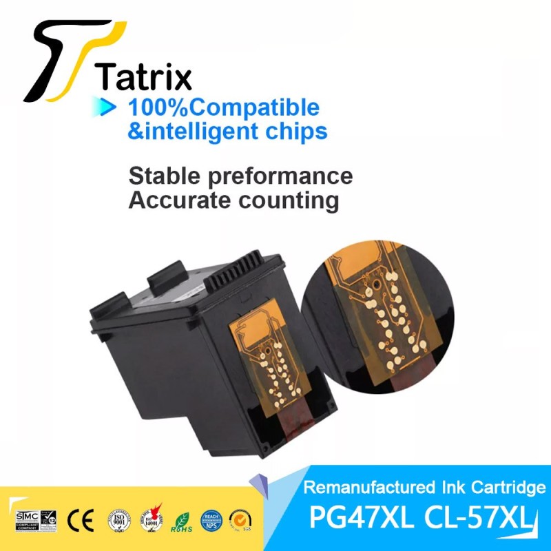 Tatrix PG47 PG 47 PG-47 CL-57 CL57 CL 57 Premium Remanufactured Ink Cartridge for Canon  PIXMA E400/E460/E480/E3170/E3370/E410