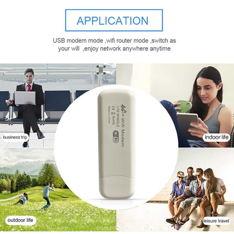 VSVABEFV 4G USB Wifi Router 150Mbps Wilress Broadband Modem Outdoor Portable Mobile Hotspot with SIM Card Wifi Dongle for Office