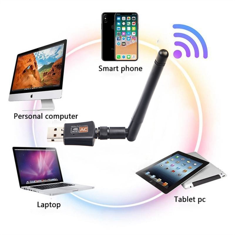 Dual Band USB wifi 600Mbps  Adapter AC600 2.4GHz 5GHz WiFi with Antenna PC Mini Computer Network Card Receiver 802.11b/n/g/ac