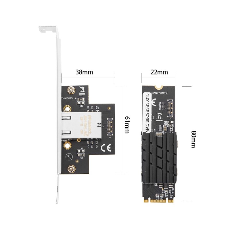 M.2 Single Port 10gb network cards 10 Gigabit Nic B Key M Key 10G/2.5G/1000M RJ45 Lan Network Adapter Card AQC107 Chip