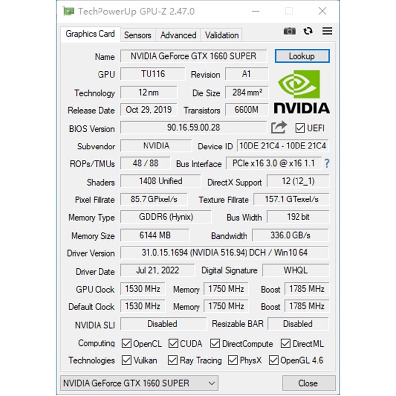 NVIDIA GTX1660 Super 6GB Graphics Card Gtx 1660 Super GAMEGPU GDDR6 192bit DP*1 HDMI*1 DVI-D*1 PCI-E Video card