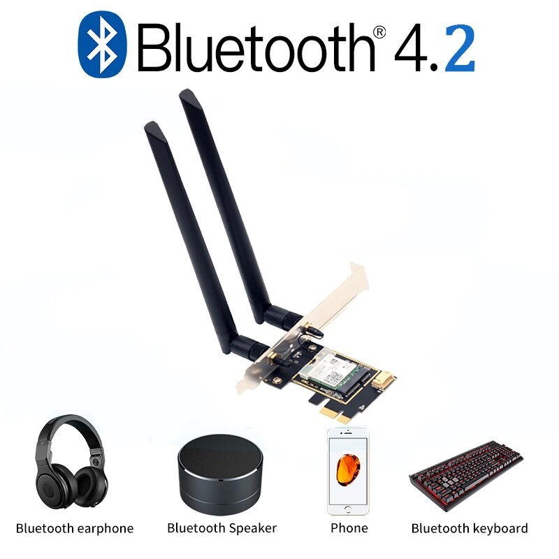 1200Mbps Bluetooth 4.2 PCi Express Wifi Adapter 2.4G/ 5G Dual Band Intel 7265 Wireless PCI-E Card For Desktop PC