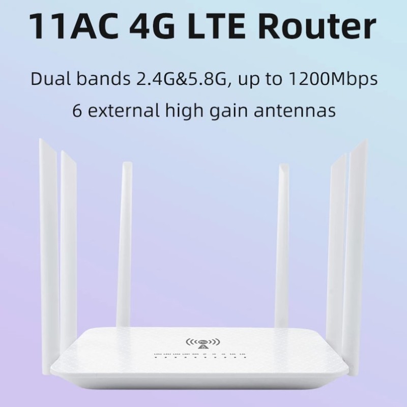 LT260A 1200Mbps VPN 4g Router Dual-Frequency 2.4Ghz&amp;5Ghz Modem 4G Wifi Router With SIM Card Slot Mobile Hotspot Broadba For PC
