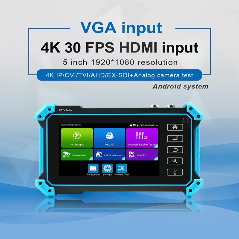 5.4" CCTV IPC Tester AHD CVI TV SDI Camera Testing 4K IP Camera Tester IPC-5200 Plus PTZ VGA HDMI Input Cable Tracer CCTV Tester