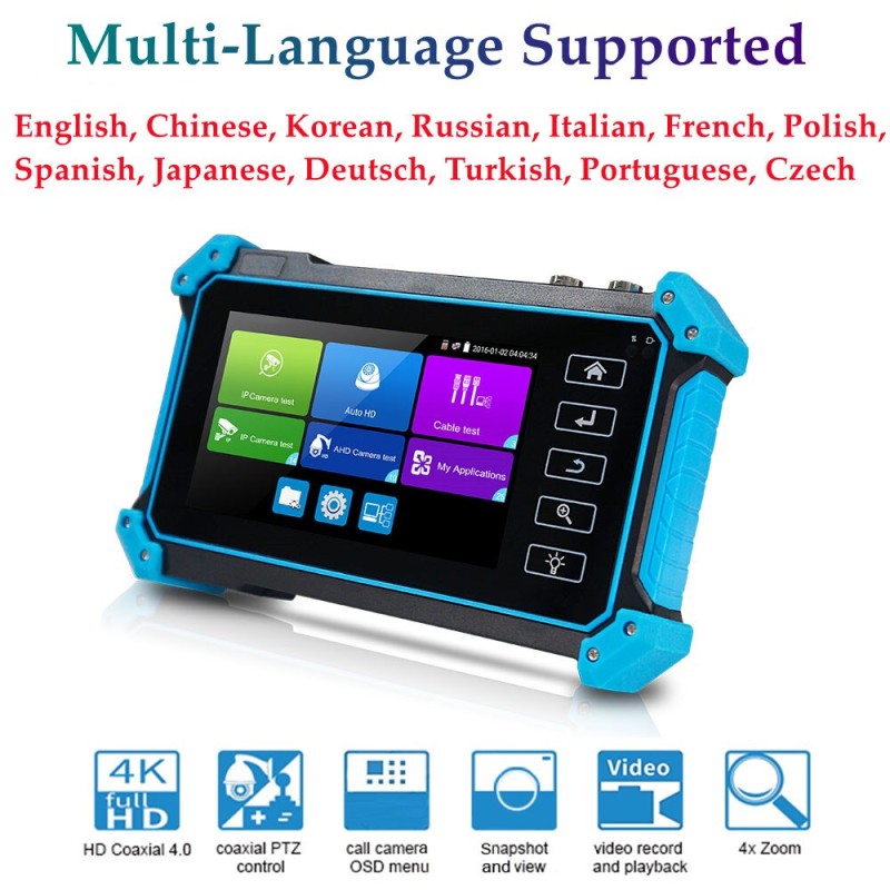 5.4" CCTV IPC Tester AHD CVI TV SDI Camera Testing 4K IP Camera Tester IPC-5200 Plus PTZ VGA HDMI Input Cable Tracer CCTV Tester