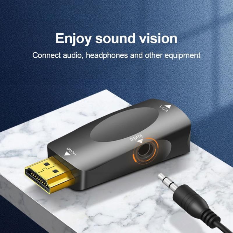 HDMI to VGA Adapter with Audio Interface Male to Female HD Transmission TV Set-Top Box Computer Connector
