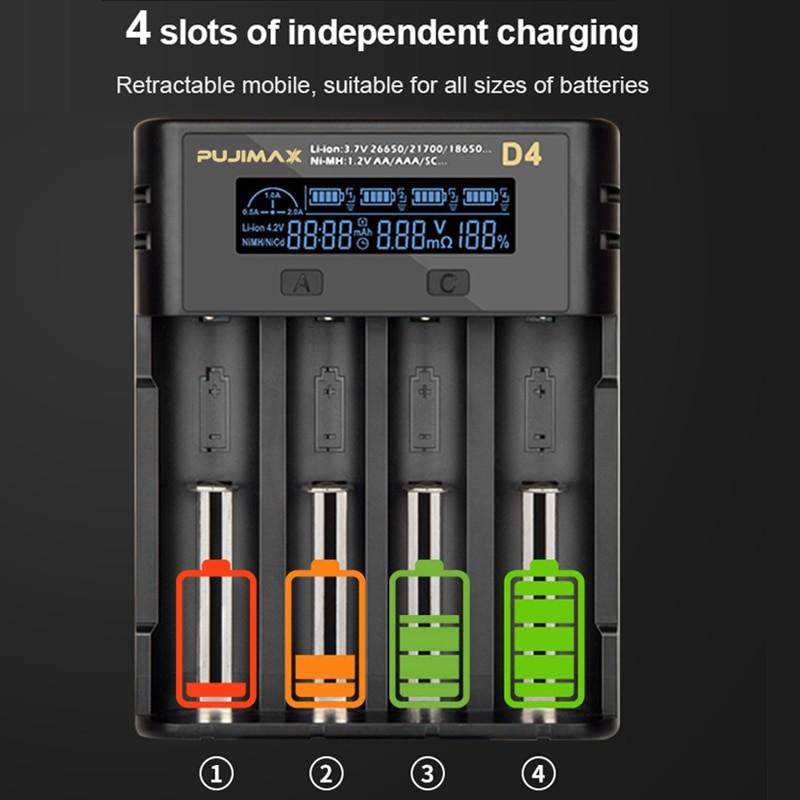 18650 battery charger 4-slot 21700 lithium battery 4-slot 26650AA5 # nickel metal hydride LCD charger