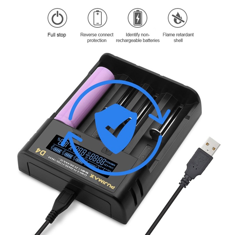 18650 battery charger 4-slot 21700 lithium battery 4-slot 26650AA5 # nickel metal hydride LCD charger