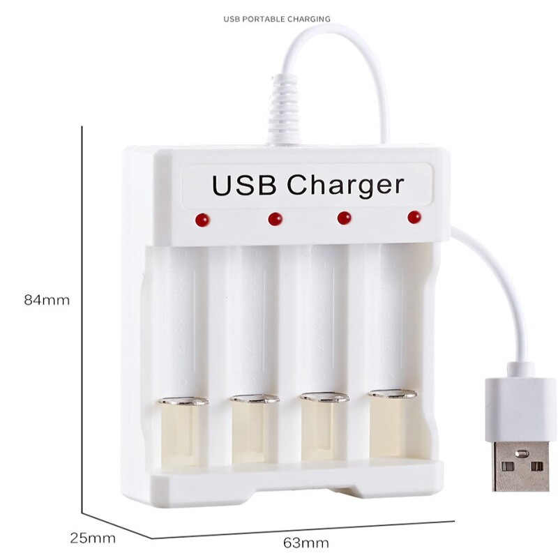 4 Slots Ports Smart USB 5V 2A 1.2V AA AAA Battery Charger Fast Charging LED Light Independent Protection Rechargeable