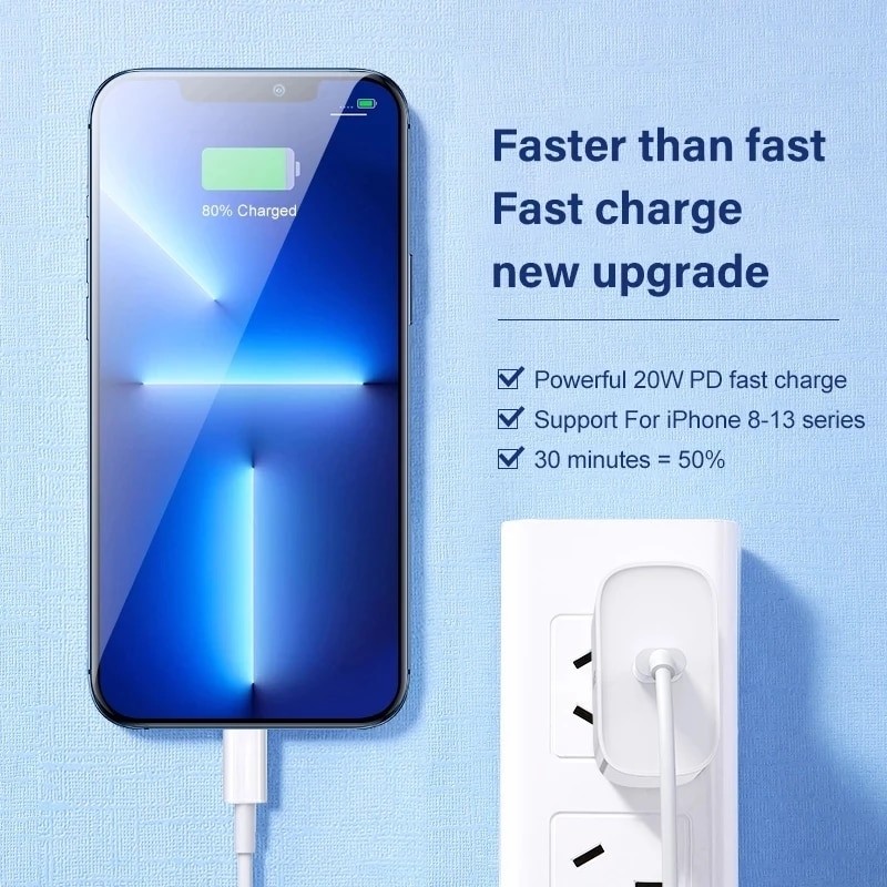 For Apple 20W Pd Usb C Charger For iPhone 12 11 14 13 Pro Max Mini XS Max Plus iPad Air PD Fast Charging Lightning Cable