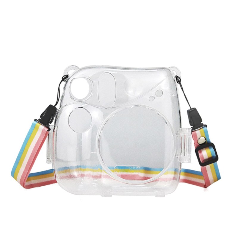 Protective Clear Case for Fujifilm Instax Mini 7 + Plus Instant Film Camera Crystal Hard PVC Cover with Removable Shoulder Strap