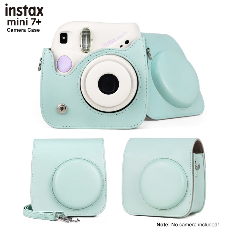 Fujifilm Instax Mini 7+ Instant Film Camera Case, PU Leather Carry Bag with Shoulder Strap,Selfie Lens,Album,Photo Frame,Sticker
