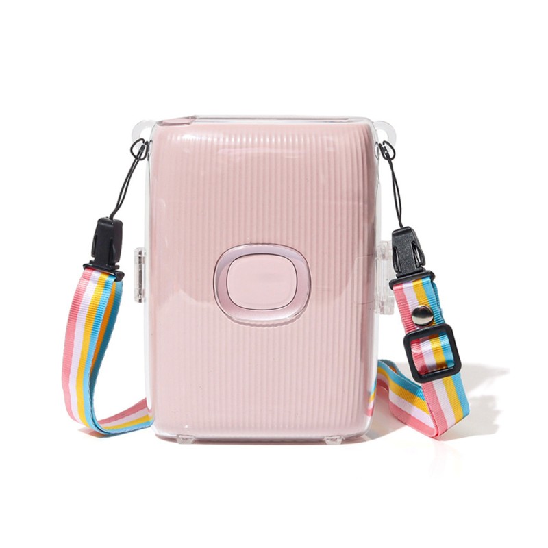 Link2 Protective Clear Case for Fujifilm Instax Mini Link 2 Instant Film Printer - Crystal Hard PVC Cover with Shoulder Strap