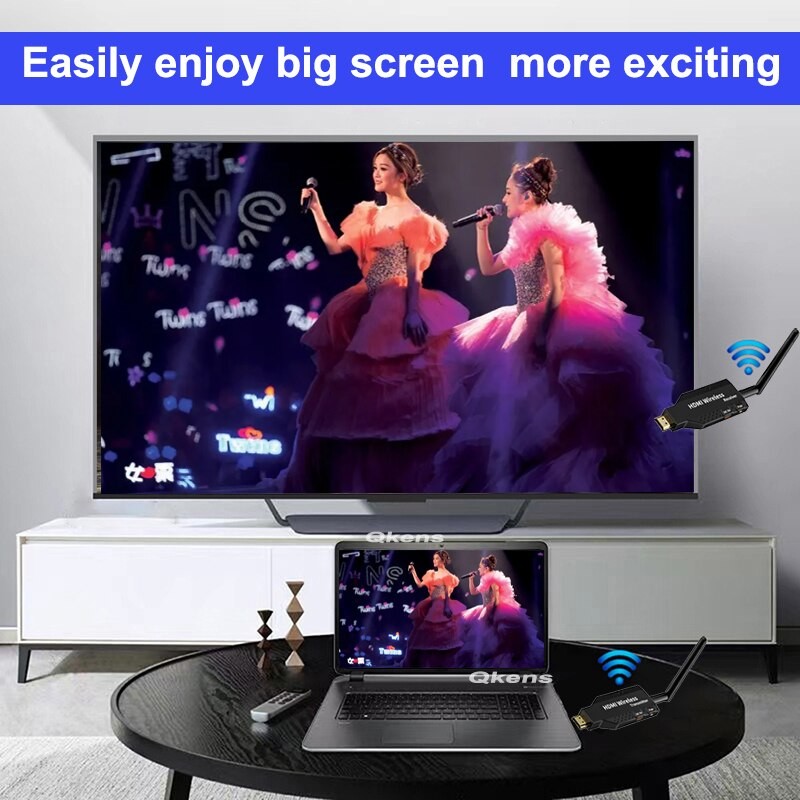 Wireless HDMI Extender Video Transmitter Receiver Screen Share Display Dongle Adapter for PS4 DVD PC To TV Monitor Projector 50m