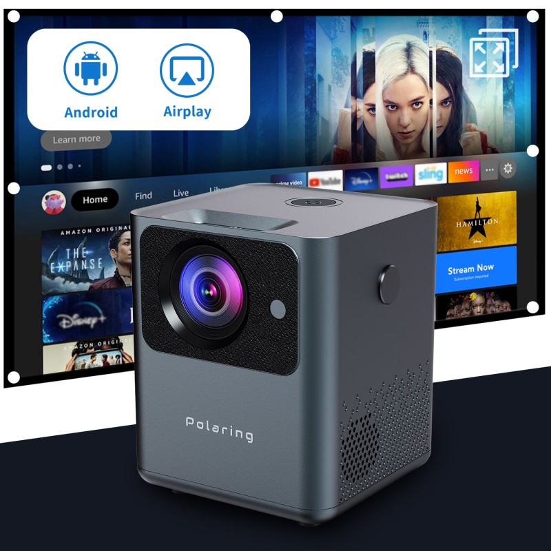 Polaring A2pro Digital Projector 1080P 4D Keystone Android System 5GWIFI Video Projetor 180ANSI 9000Lumes Home Camping Proyector