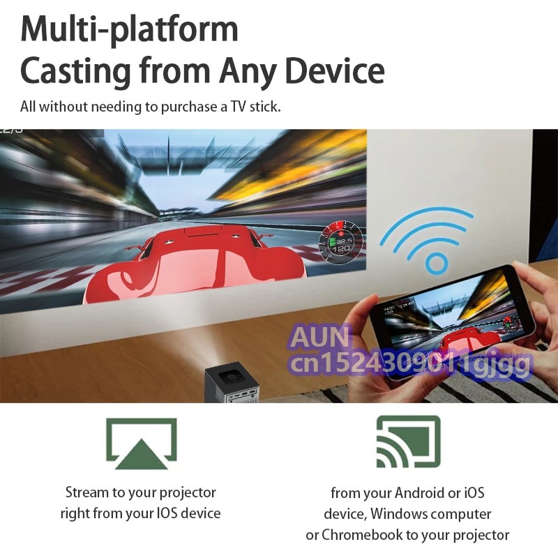 AUN A40C LED Mini Projector Video Portable Beamer Smart TV Home Theater Cinema Projectors WIFI Sync Android IOS Phone 4K Video