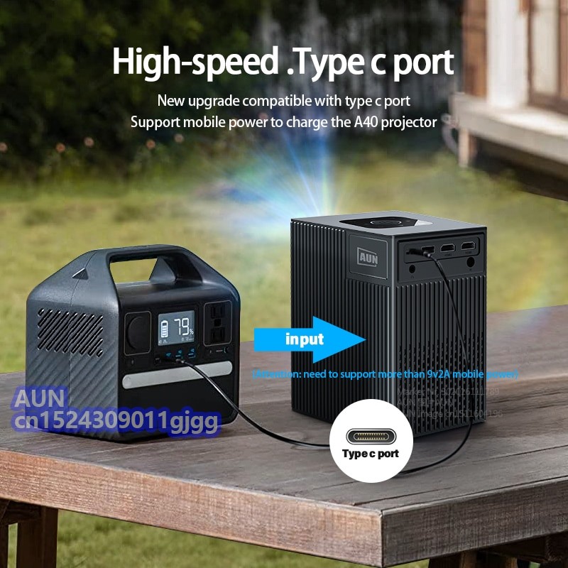 AUN A40C LED Mini Projector Video Portable Beamer Smart TV Home Theater Cinema Projectors WIFI Sync Android IOS Phone 4K Video