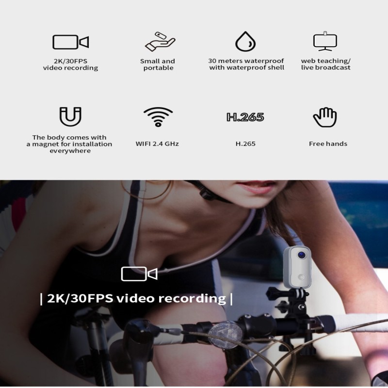 SJCAM C100 Plus Mini Action Camera Thumb Camera 4K 30FPS H.265 NTK96675 WiFi 30M Waterproof Sports DV Camera Webcam