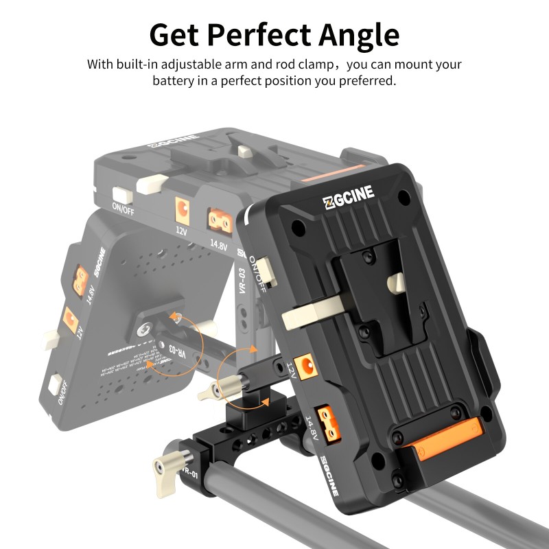 ZGCINE VP1 V MOUNT Plate PD 14.8V With 15MM Rod Clamp standard V battery V-Lock plate adapter