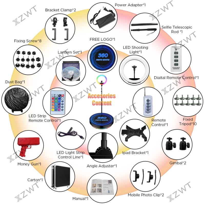 360 Photo Booth 360-degree panorama shooting for parties weddings parties other scenes free custom logo tripod head