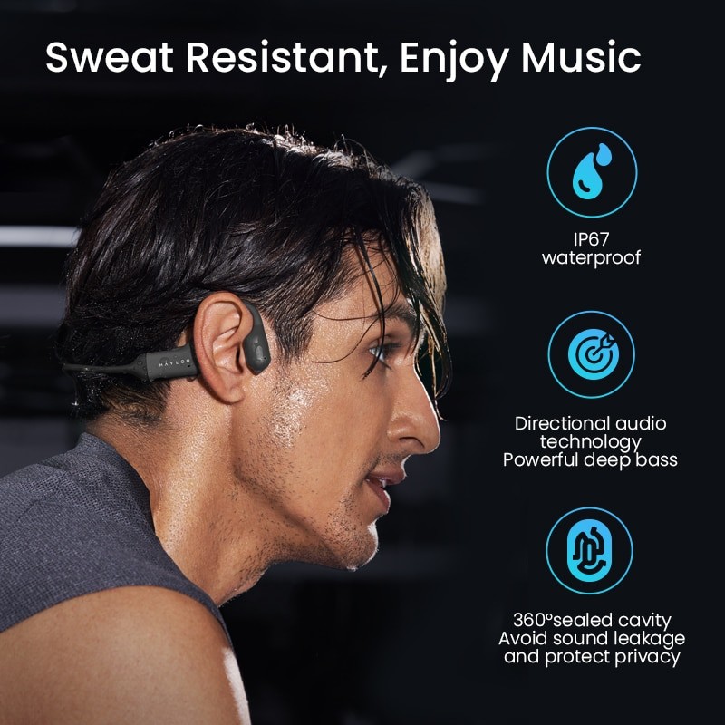 HAYLOU PurFree (BC01) Bone Conduction Headphones Qcc3044 V5.2 Bluetooth Earphones IP67 Waterproof Protect Hearing Sports Headset