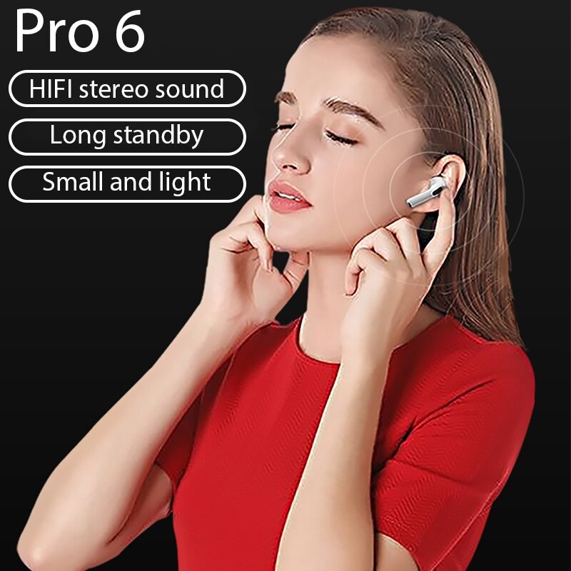 Original Air Pro 6 Wireless Headphones with Mic Touch Control Earbuds Wireless Bluetooth Headset Pro 6 Fone Bluetooth Earphones