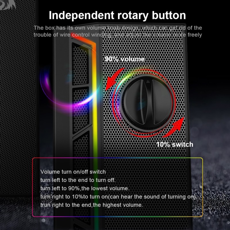 REDRAGON Calliope GS580 3.5mm aux 2.0 stereo surround music RGB Gaming speakers sound bar for computer Desktop PC loudspeakers