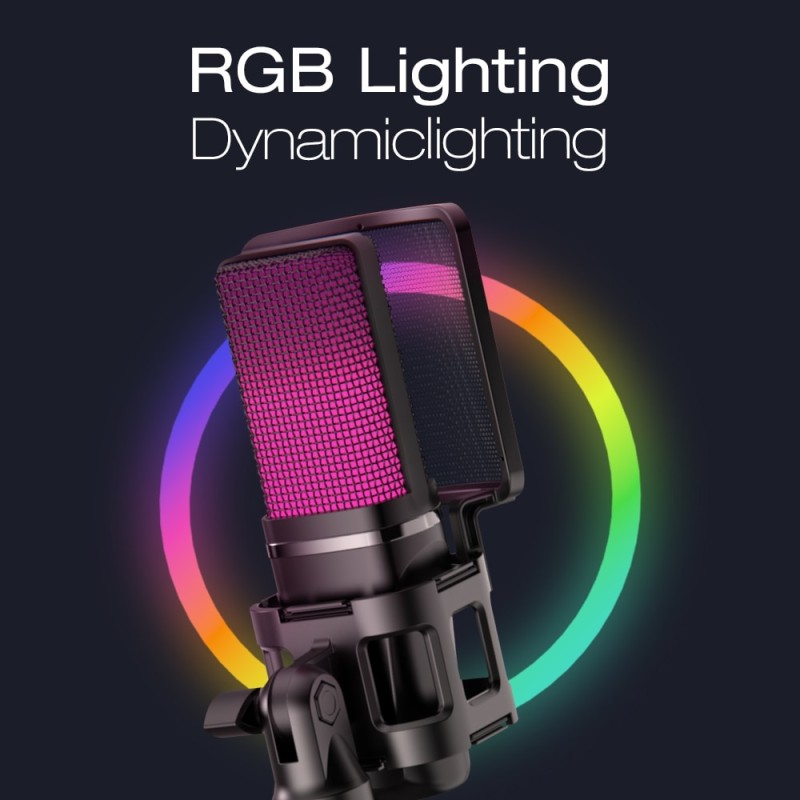 RGB USB Condenser Gaming Microphone Computer Professional Mic For PC PS4 PS5 Mac with Recording Streaming Podcasting YouTube