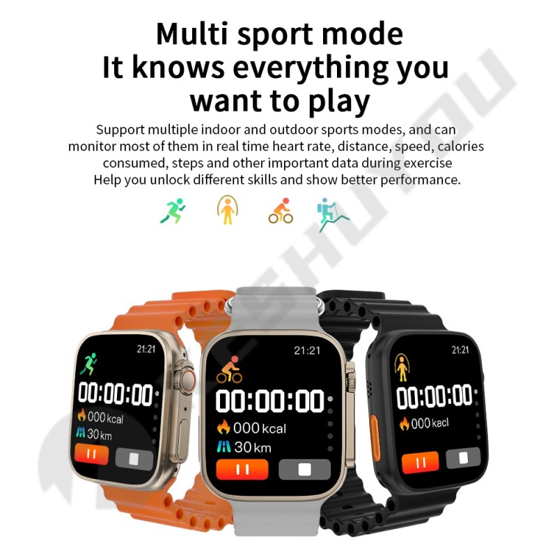Smart Watch 8 ultra  Answer Call 1.85 inch NFC Wireless Charging Men Watch Sports Women Heart Rate For Apple ios Android Phone