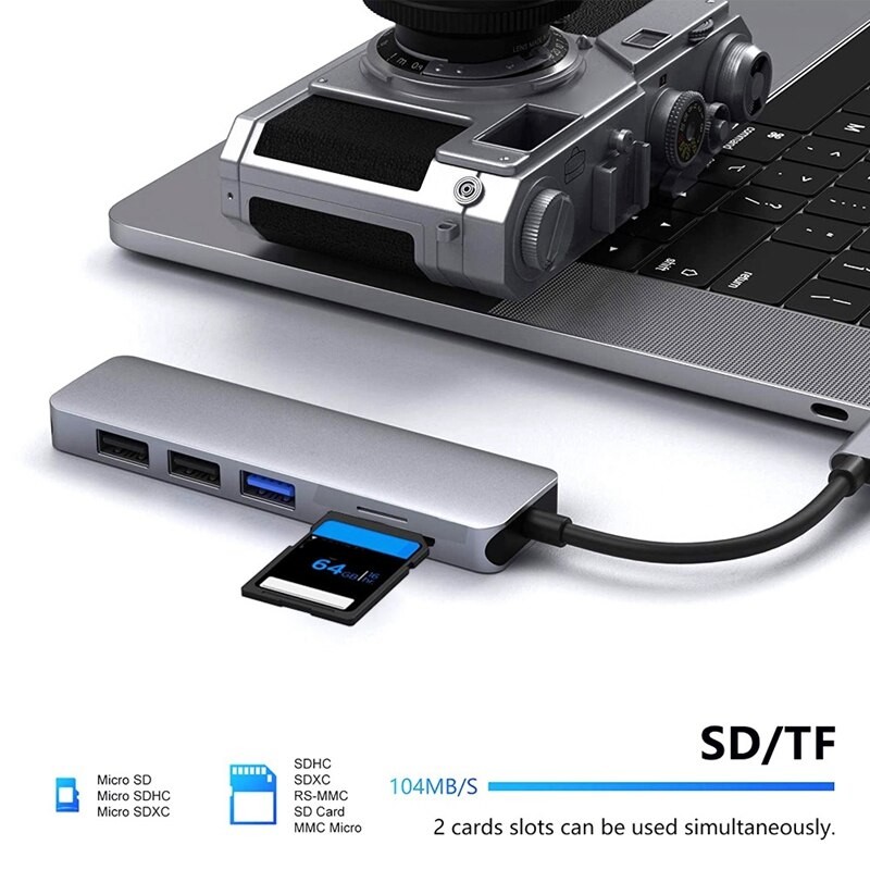 USB C Hub HDMI-Compatible Adapter For  Pro, USB-C To HDMI-Compatible SD / TF Card Reader And 2 USB 3.0 Ports