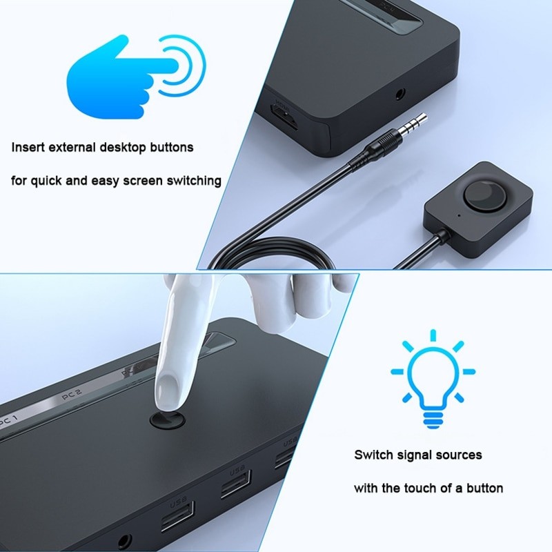 4K 30Hz KVM Switch HDMI-Compatible/USB Sharing 4 In 1 Out Switcher Video Display Switch Splitter