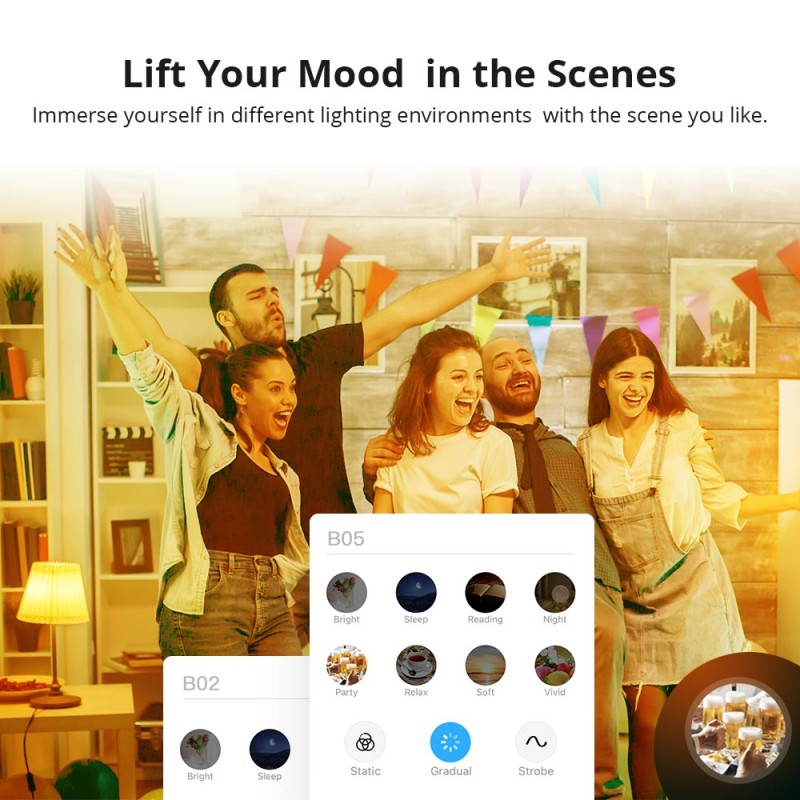 SONOFF B02/B05-BL WiFi Smart Light Bulb E26 E27 RGB LED Lamp Warm White Colorful Dimmable Lights App Voice Control for Alexa