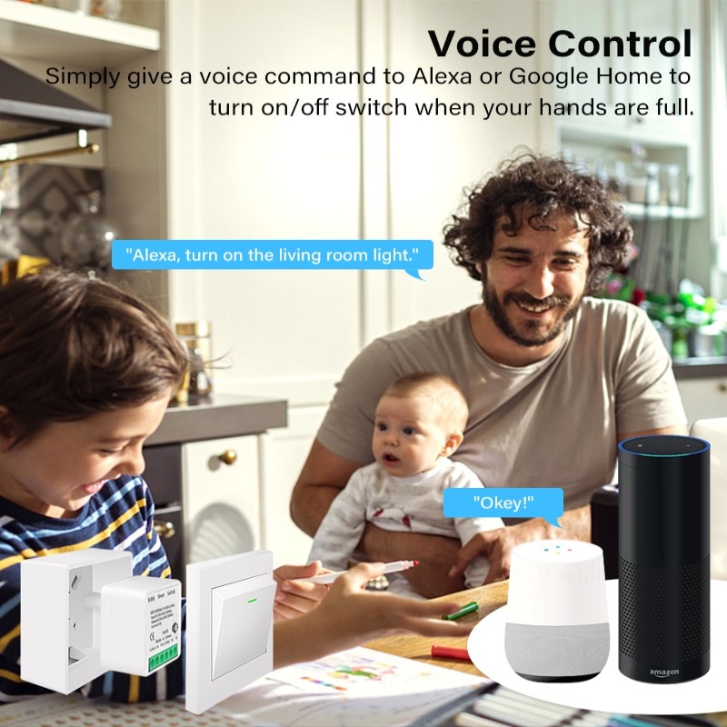 Tuya 16A Mini Wifi Smart DIY Switch Light Supports 2 Way Timing Control Automation Module APP For Alexa Google Home