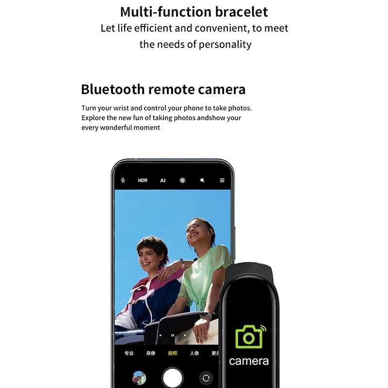 M6 Smart Bracelet Multi-Function Heart Rate Blood Pressure Monitor Step Music Sleep Monitoring M6 Smart Fitness Sports Watch