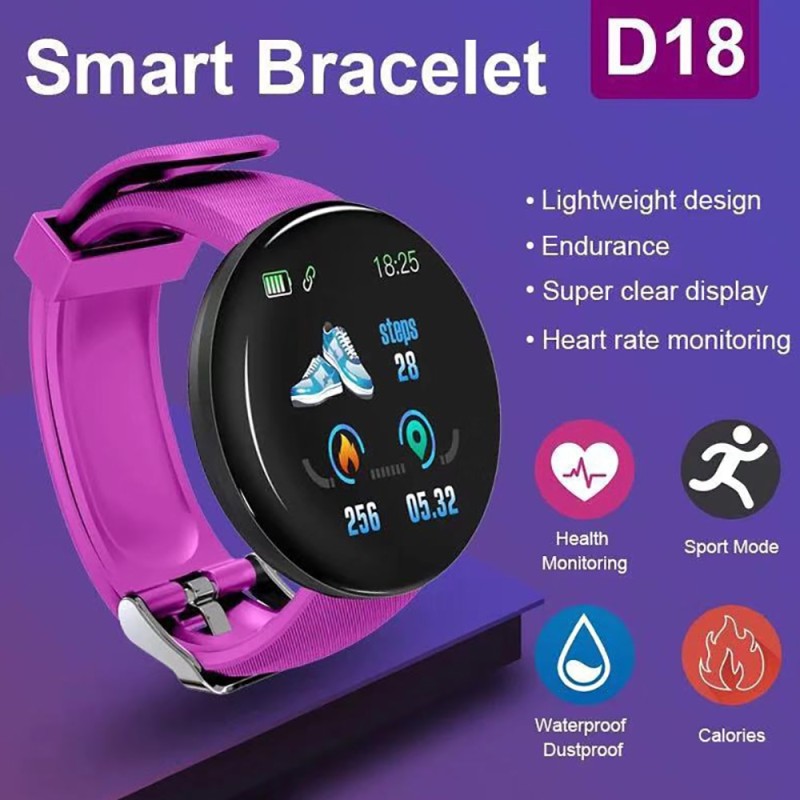 D18 smart Bracelet color round screen heart rate blood pressure sleep monitor walking exercise fitness smart Watch