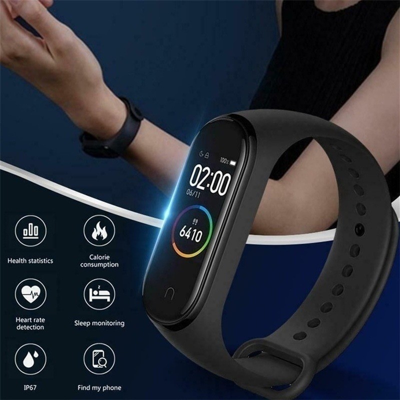M4 Smart Bracelet Heart Rate Monitoring Blood Pressure Blood Oxygen Information Push Fitness Sports Bluetooth Pedometer Bracelet