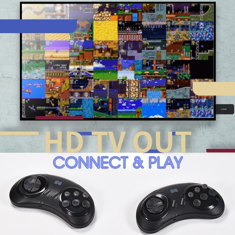 DATA FROG 16-bit MD Wireless Game Console For Sega Genesis Game Stick HDMI-compatible 900+Game For Sega Genesis Mini/Mega Drive