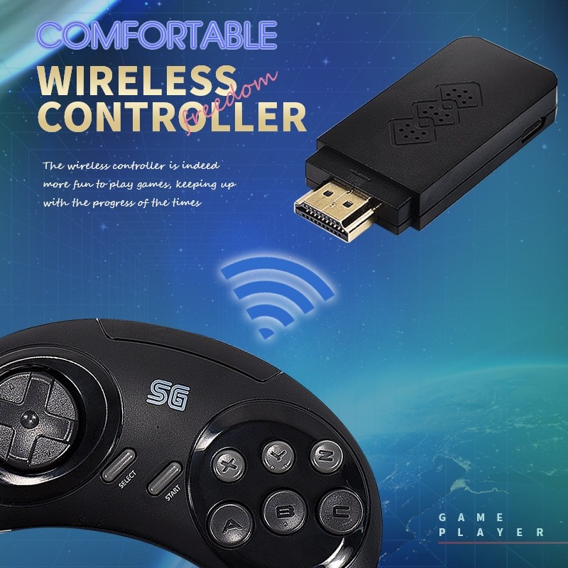 DATA FROG 16-bit MD Wireless Game Console For Sega Genesis Game Stick HDMI-compatible 900+Game For Sega Genesis Mini/Mega Drive