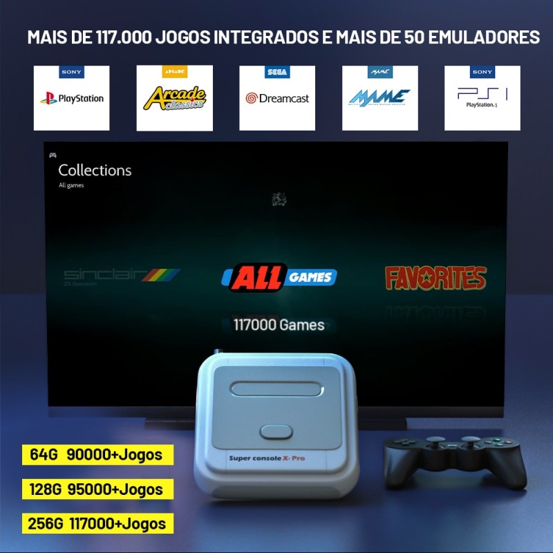 KINHANK Super Console X Pro Retro Game Console Support 70 Emulators 117000 Video Games for PSP/PS1/DC/MAME/Naomi with Gamepads