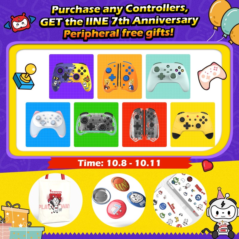 IINE Gen4 Bluetooth Wireless Transparent Pro Controller Wake Up Function Game Joystick Gamepad for Nintendo Switch/lite/OLED