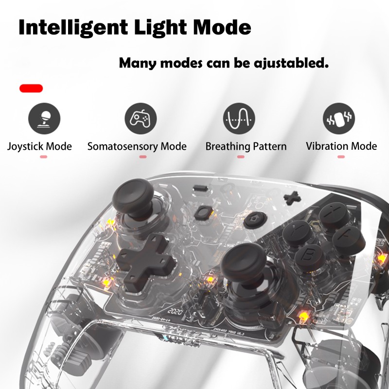 IINE Gen4 Bluetooth Wireless Transparent Pro Controller Wake Up Function Game Joystick Gamepad for Nintendo Switch/lite/OLED