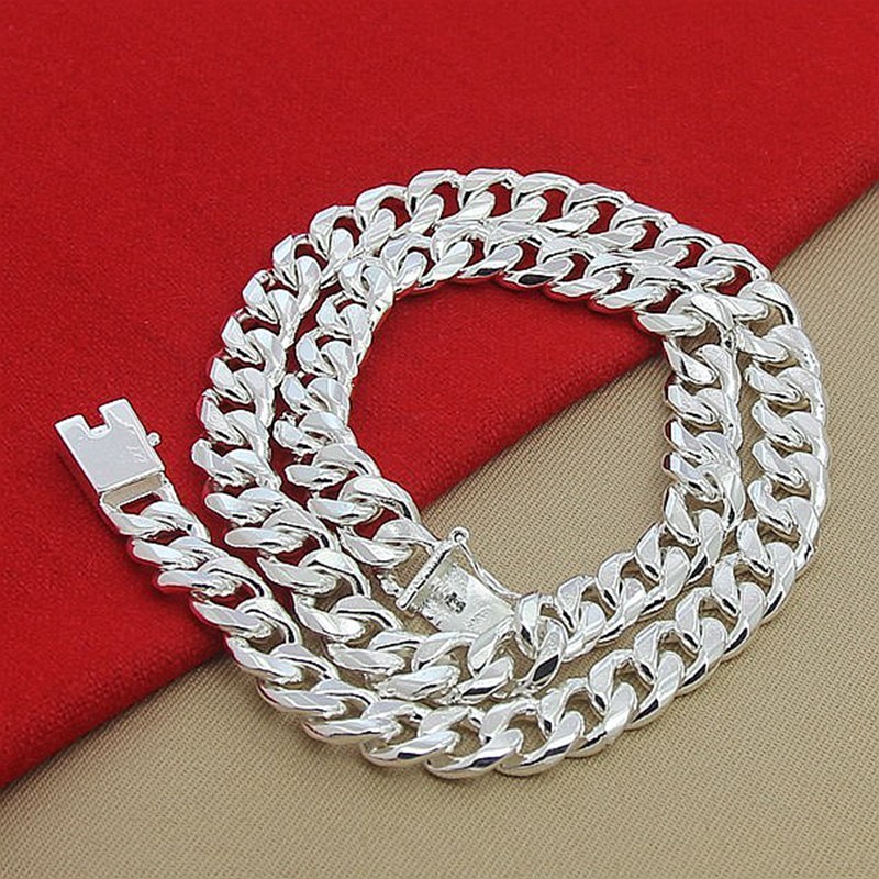 10MM Men Necklace Chain 925 Silver Necklaces Fashion Jewelry Accessories