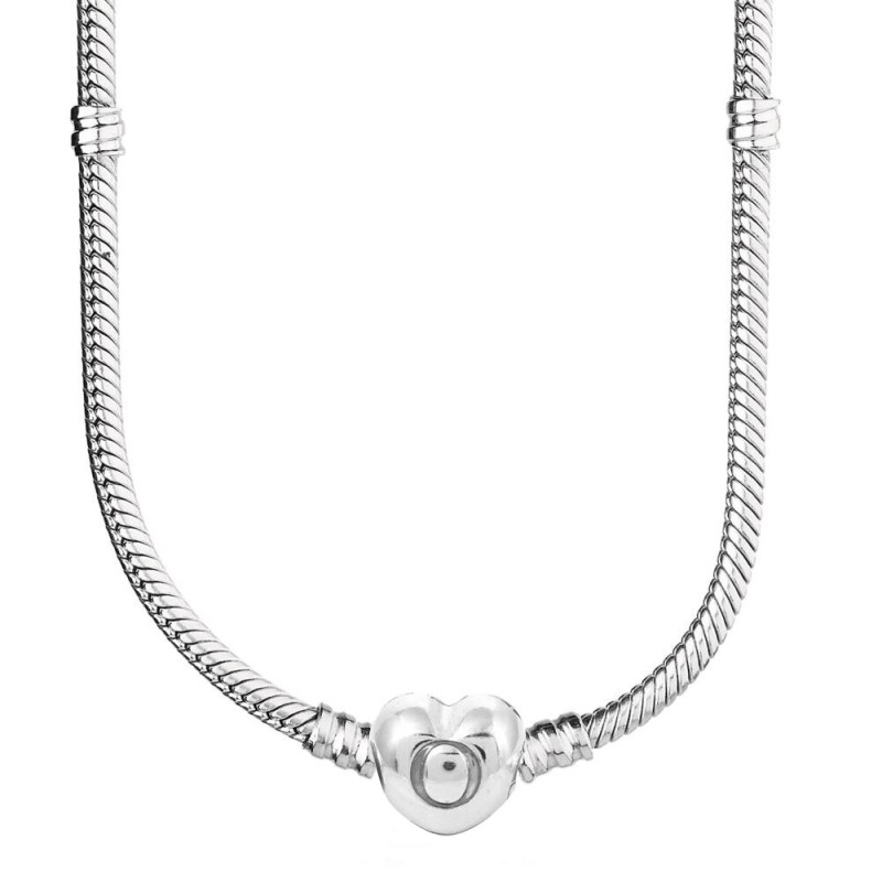 Original Poetic Blooms Love Heart Ball Barrel Clasp Snake Chain 925 Sterling Silver Necklace For Fashion Bead Charm DIY Jewelry